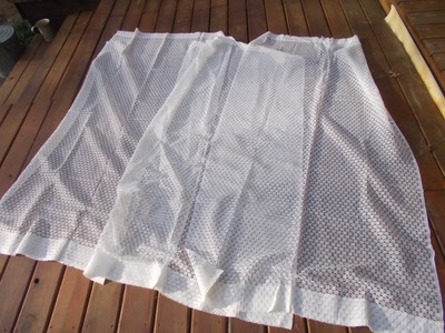 3 Panels Beacon Looms Open Weave White Curtains-74x42 Unused