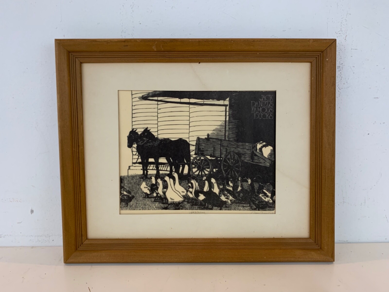 Vintage “Jack Daniel's Famous Ducks” Framed Engraving by Dan Vintage “Jack Daniel's Famous Ducks” Framed Engraving by Dan