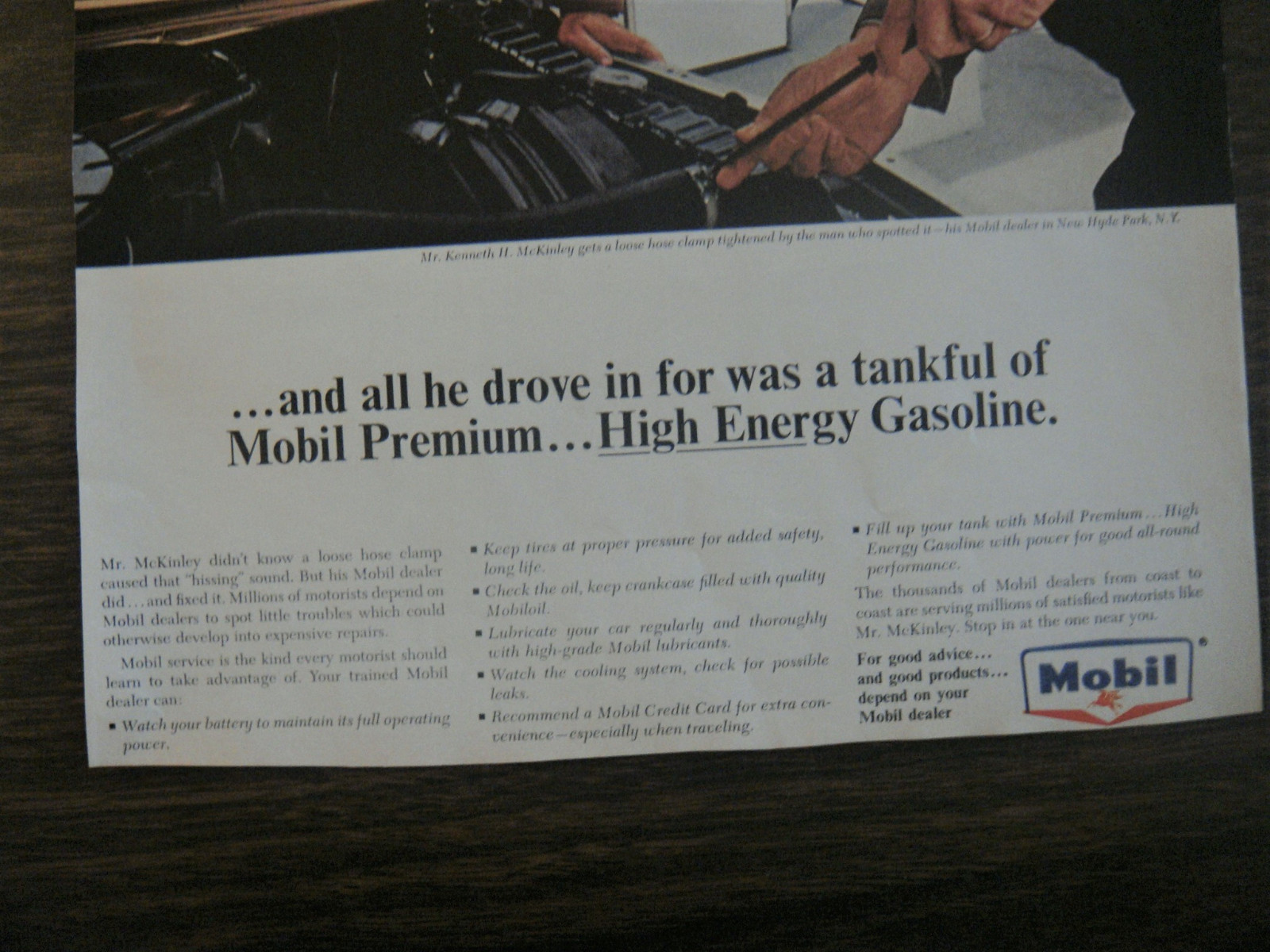 ORIGINAL 1965 Mobil Gasoline Service Station Ad Mr. McKinley Satisfied Motorist