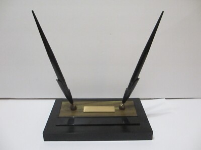 VINTAGE RETRO MAD MEN 1967 ELDEN OFFICE PRODUCTS 2 PEN DESK SET SCHEAFFER'S BOX