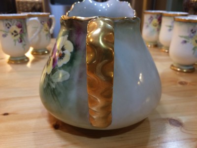 Poppy Motif Lemonade or Chocolate PITCHER with Royal Victoria MATCHING MUGS (8)