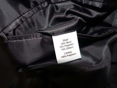 Joseph Abboud Mens Top Coat Size 40 Regular NWT Black Wool Blend Double Breasted