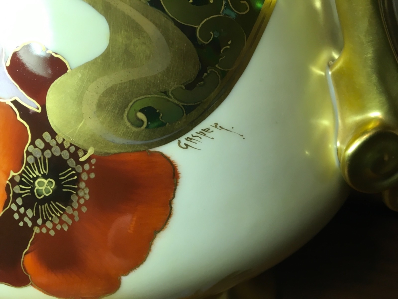 Pickard *rare* Gasper signed Punch Bowl,  Poppy, Daisy,  flowers.