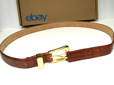 R.O.C. Womens size M Brown Leather Coc Embossed Belt Gold-Tone Buckle 30-32