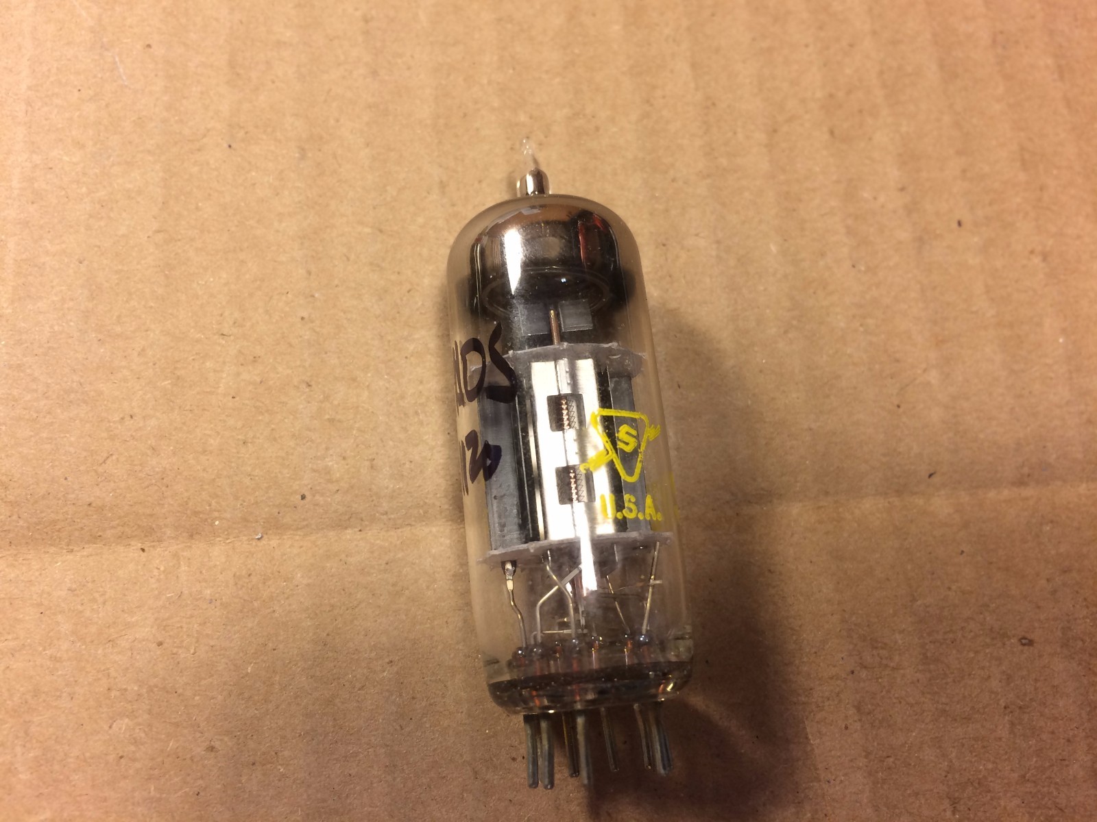 NOS Sylvania 12BY7 tube 1960s Black Plate Halo Getter Tests