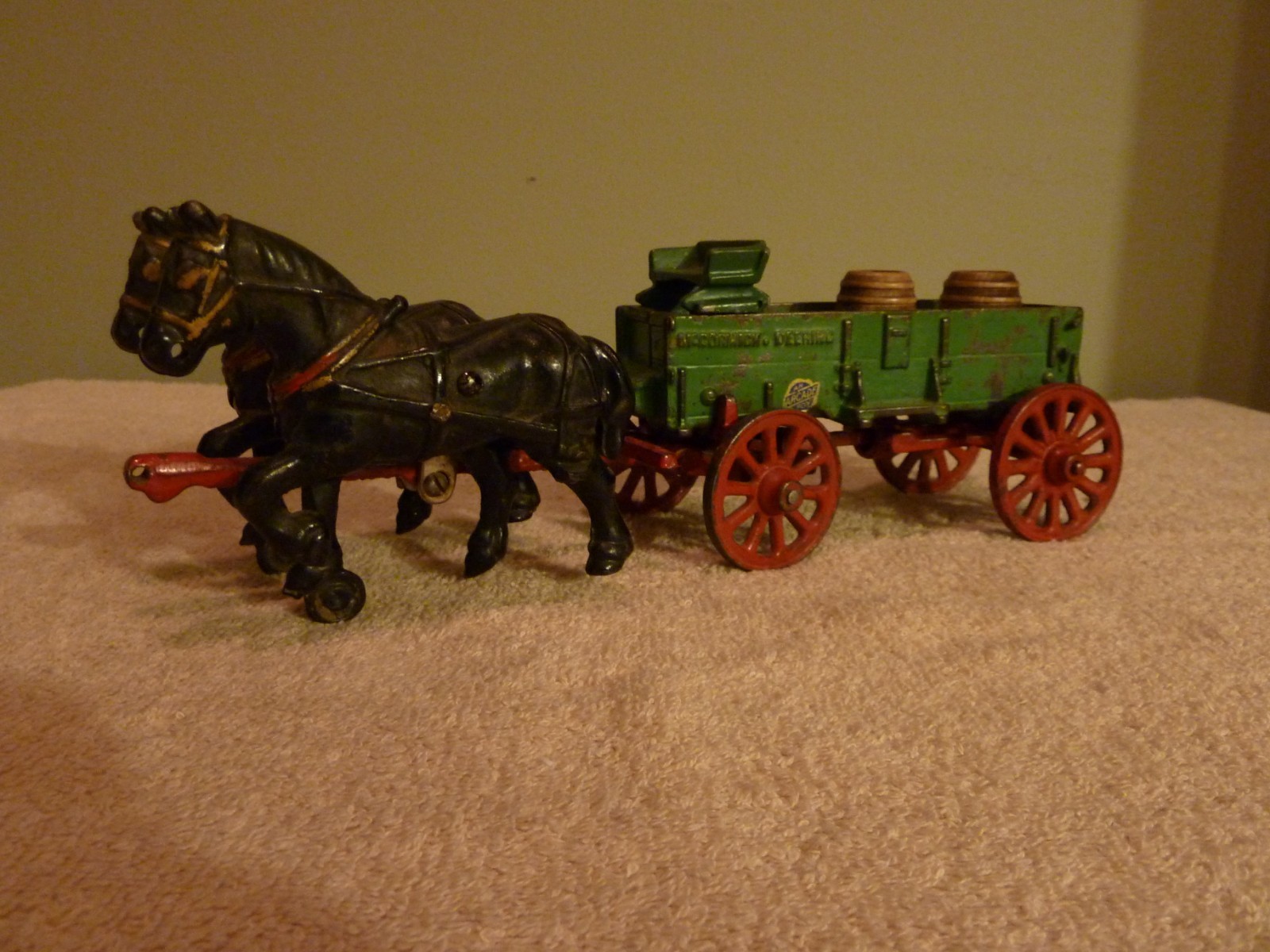 Arcade Cast Iron Horse Drawn Wagon With Barrels