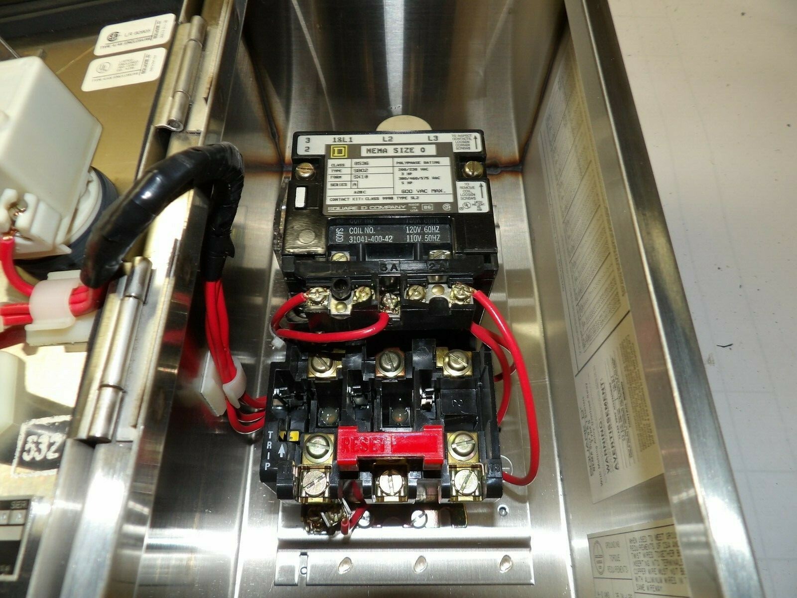 NEW SQUARE D SS ENCLOSED SIZE 0 MOTOR STARTER 4/4X 600 VAC 120 V COIL  8536SBW12