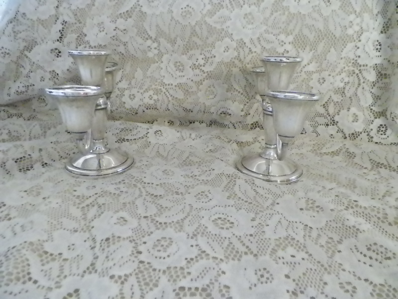 VINTAGE ANTIQUE STERLING SILVER LAPIERRE CANDELABRA MARKED/ WEIGHT 1 LB 12 OZ