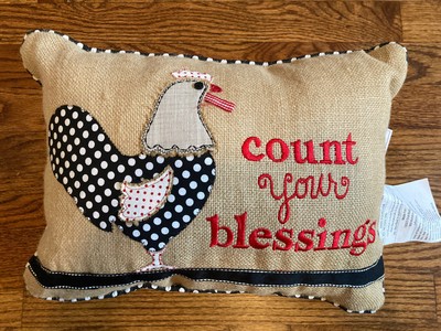 Cracker Barrel Burlap Count Your Blessings Throw Accent Pillow