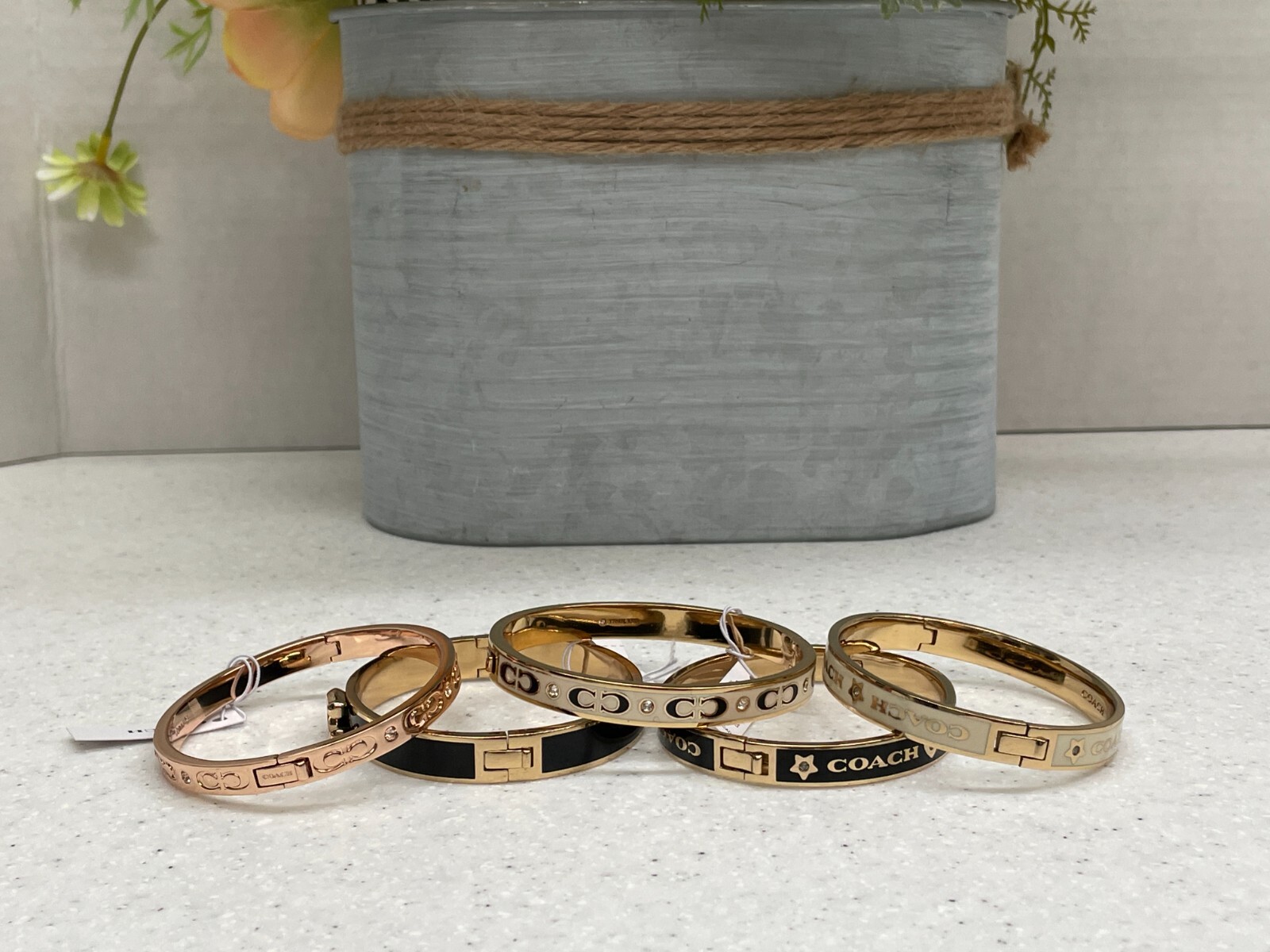 Coach Heart And Star Enamel Bangle CAD65 Gold / Black