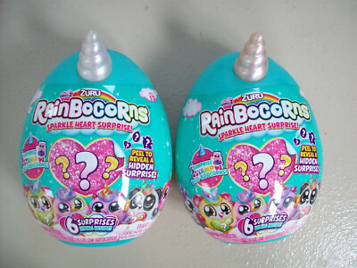 RainBoCorns 2 Sparkle Heart Zuru 6-Surprises Series 2 Cream & White Horn NEW