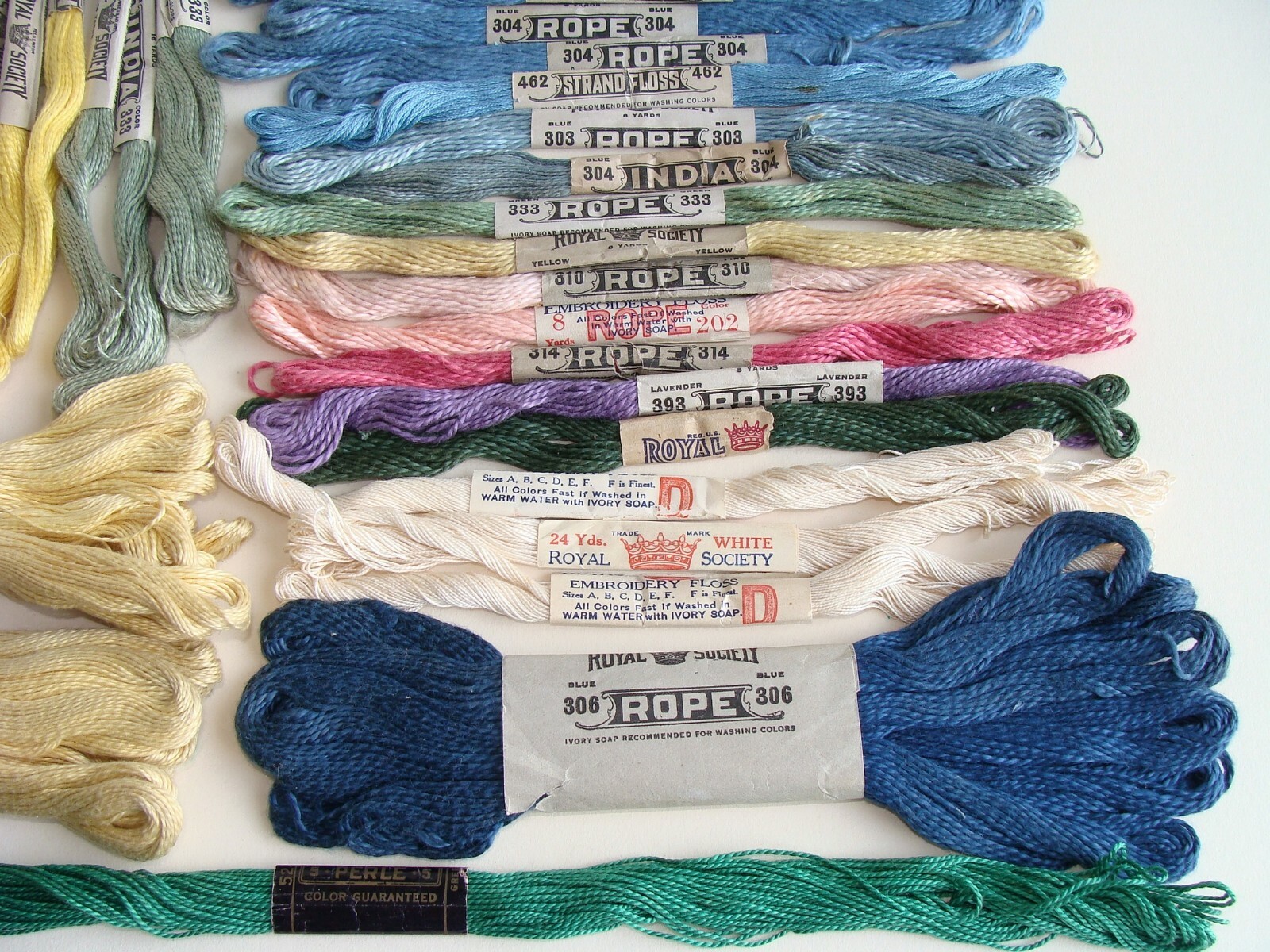 Antique Vintage Lot of 74 Skeins Embroidery Floss Royal Society Rope India +