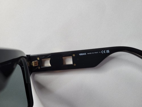 Pre-owned Versace Mod. Ve4458-f Gb1/87 Black Gold Logo Sunglasses Made In Italy In Gray