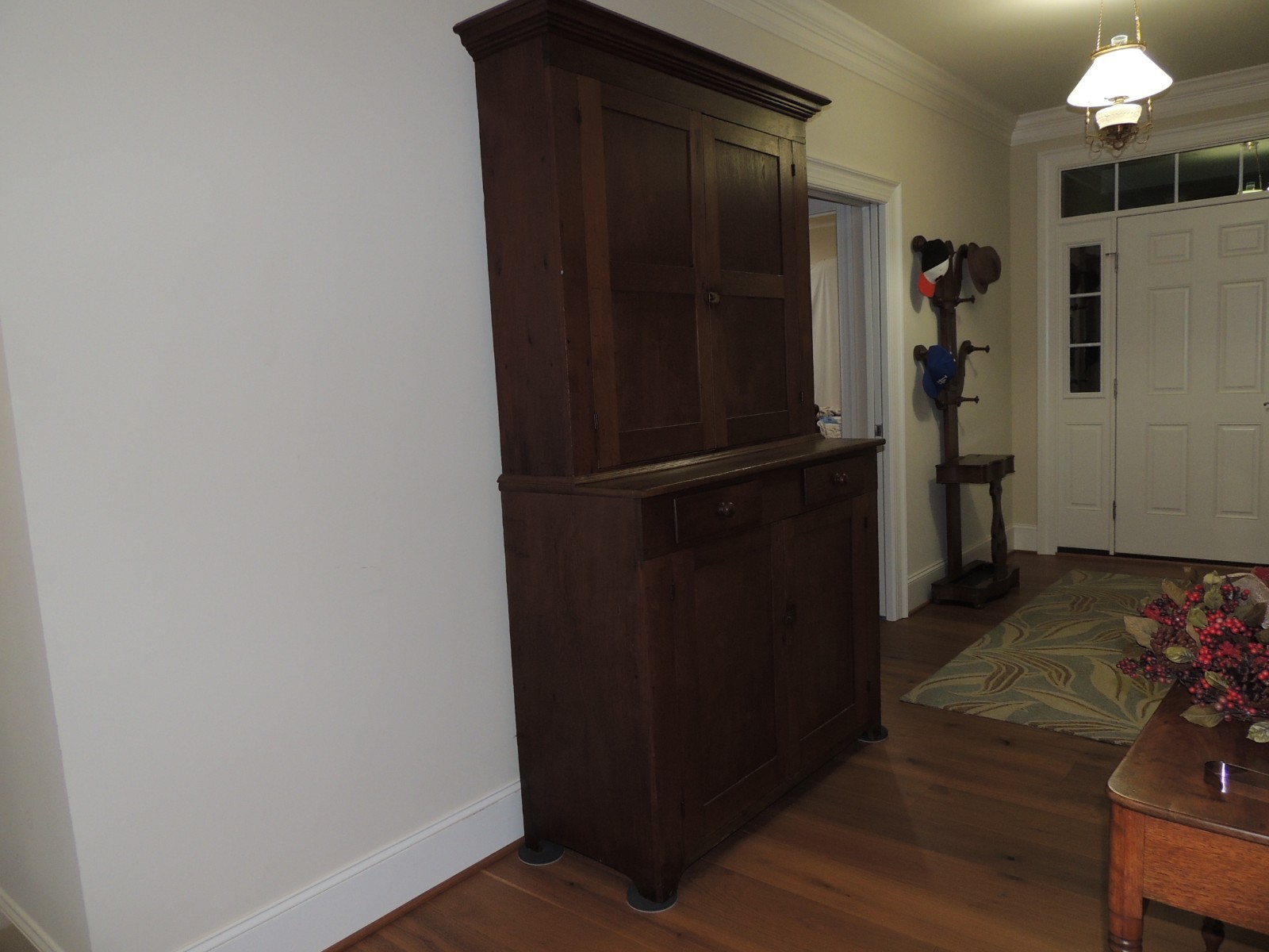 Two piece solid Walnut stepback cupboard. Circa 1850.  Very good condition.