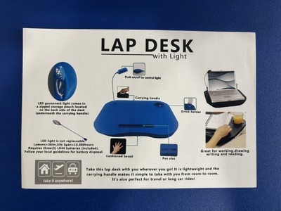 Laptop Lap Tray With Cushioned Pillow Desk Bed Tray Portable Notebook Cupholder