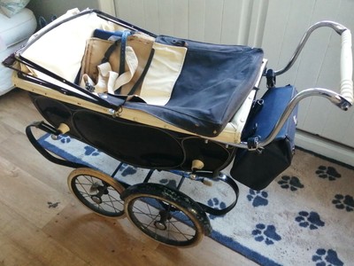 silver cross hood and apron vintage blue