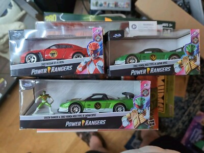 Jada Toys Power Rangers  2002 Green Hondas Red Nissan GT Die-cast Car
