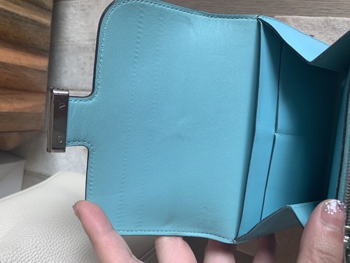 HERMÈS Constance Compact baby blue Tadelakt with lizard