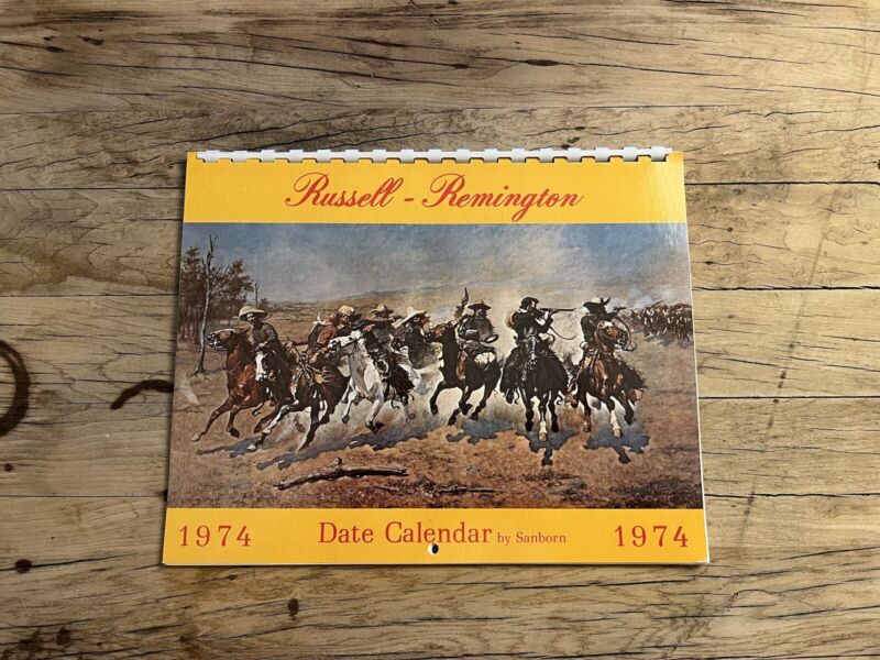 1974 Date Calendar By Sanborn Russell Remington Western Brand New