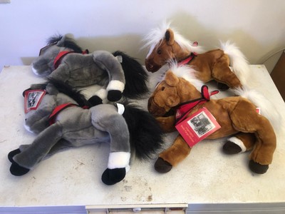 LOT OF 7 VINTAGE WELLS FARGO BANK PONY HORSE PLUSH STUFFED ANIMAL TOY