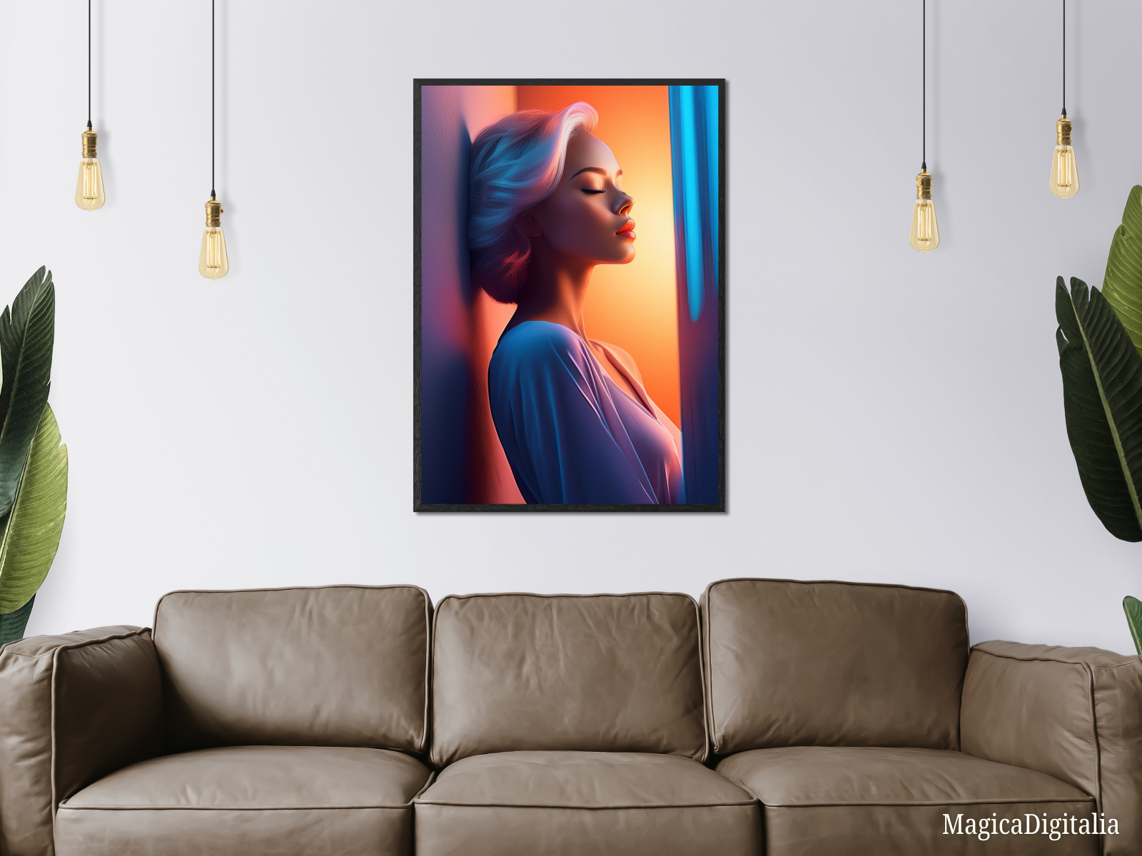 Woman Portrait, Minimalism, Digital AI Art, Wall, Poster Print, Instant Download