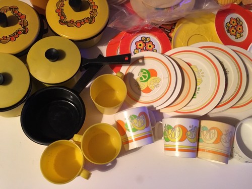 Vintage Lot Chilton Play Plastic Flower Floral Plate Plates Cup Food Toy, Pepsi,