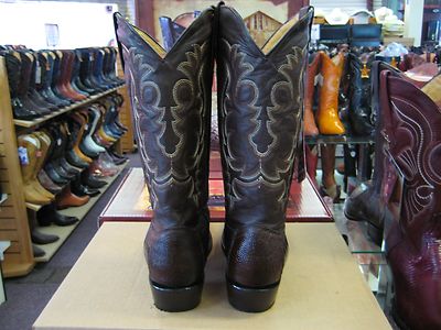 Pre-owned Los Altos Boots Los Altos Brown Genuine Snip Toe Ostrich Leg Western Cowboy Boot (ee+) 940507