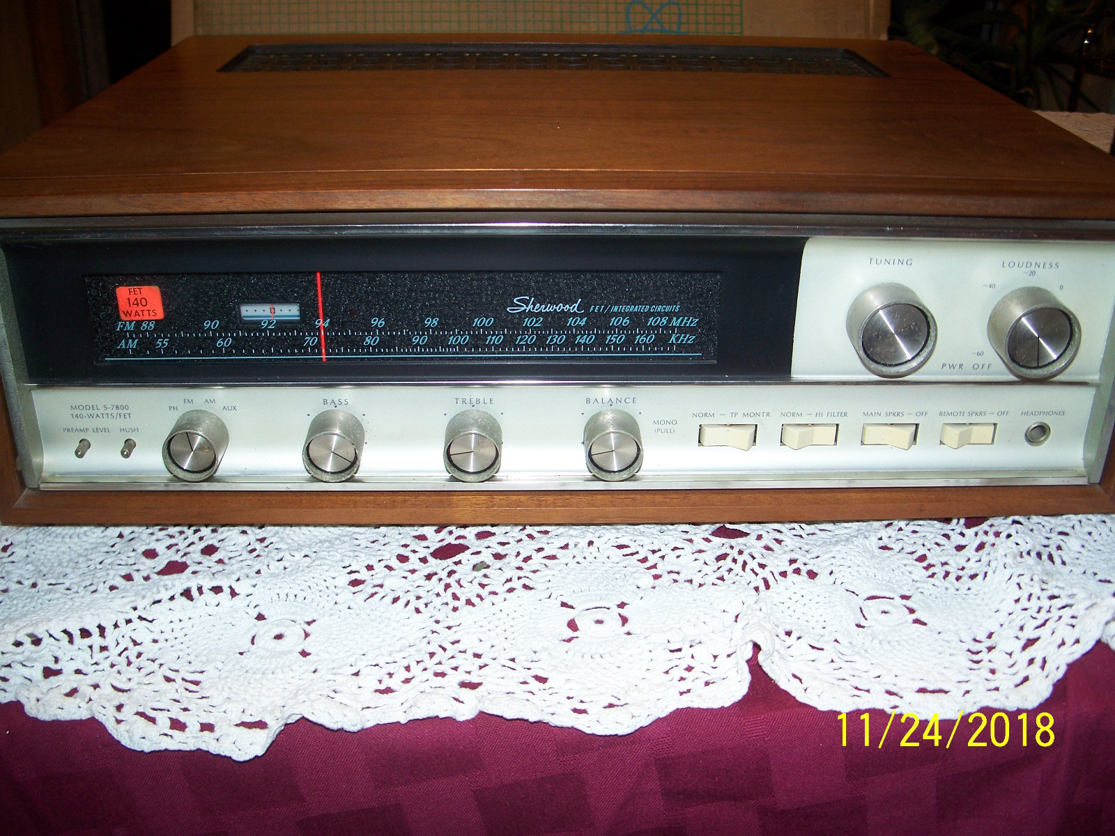 1960's Sherwood S-7800 140 Watt AM-FM Stereo Receiver With FET And Microcircuits