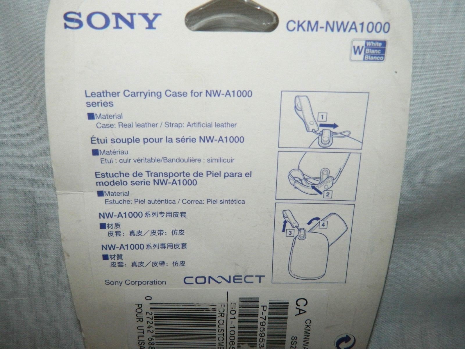 Sony Walkman NW-A1000 Carrying Case White Leather CMK-NWA1000 New Sealed