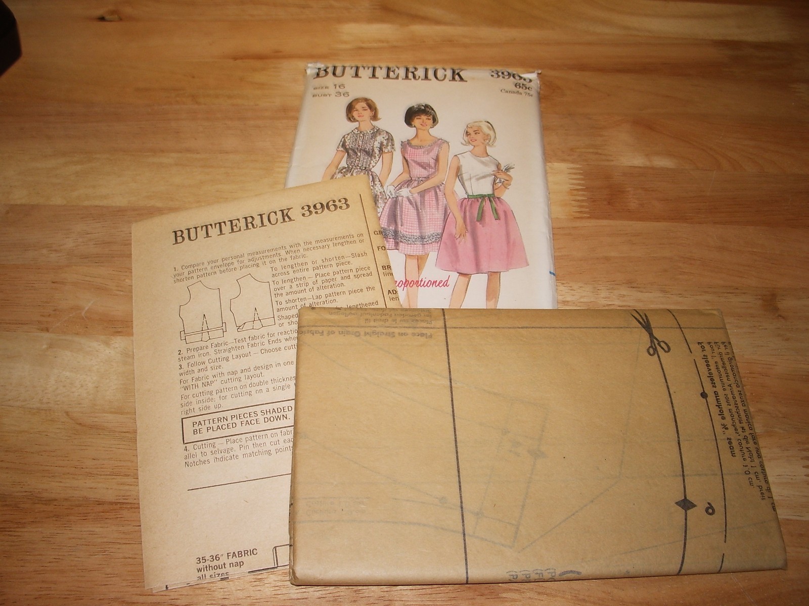Vintage Butterick FF Pattern 3963 Quick N Easy Dress Sz 16 Bust 36
