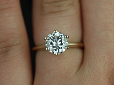 Pre-owned Pucci 1.50 Round Synthetic Moissanite Engagement Wedding Promise Ring 14k Yellow Gold In White/colorless