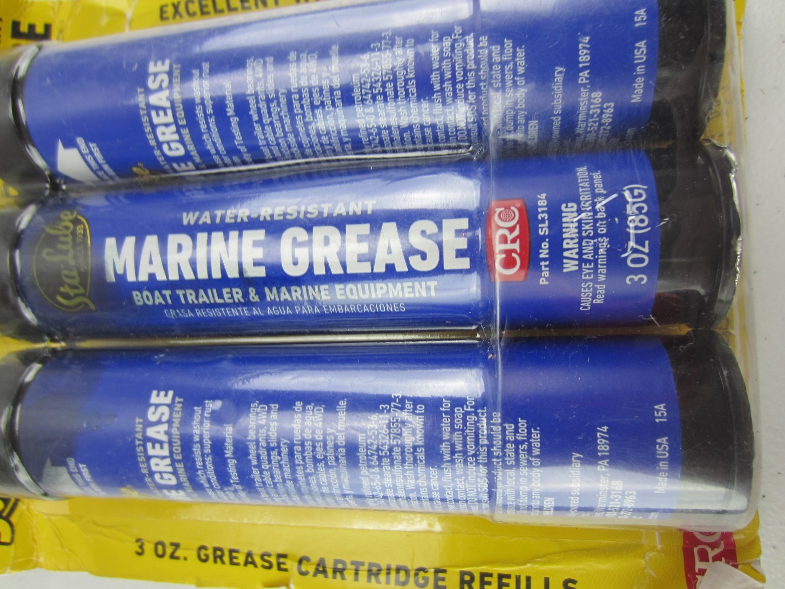 Sta-Lube Multi Purpose Water Resistant Marine Grease Cartridge PACK OF 3, 3 OZ