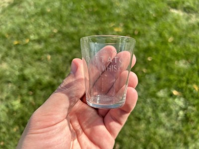 READING,PA DRINK OLD DICTATOR RYE WHISKEY ETCHED PRE PRO SHOT GLASS 1906 ERA