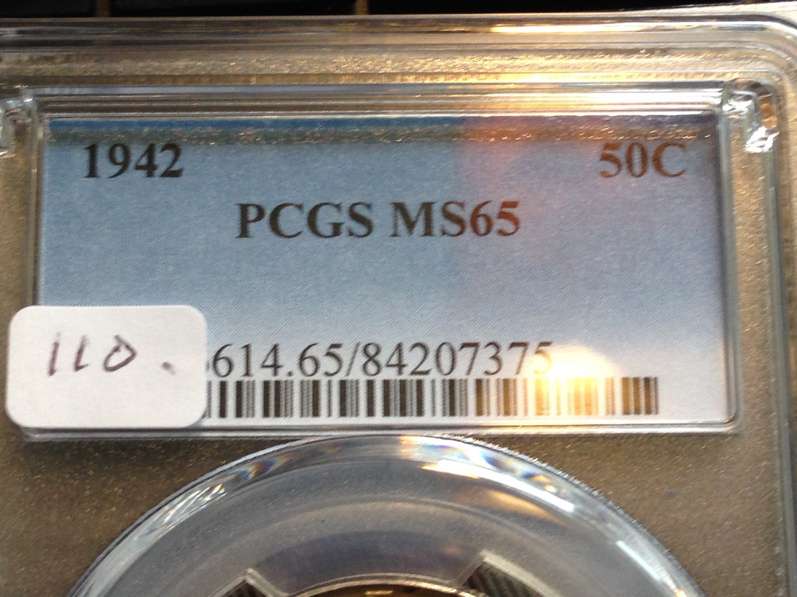 1942 Walking Lib. 50c PCGS MS65 Lightly Toned Gem Scratch-Free Holder CHN!