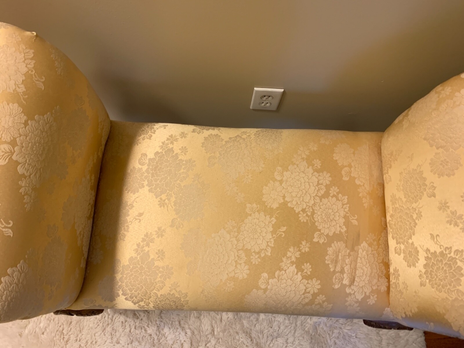 Antique Fainting Chair Boudoir Claw Foot Chaise Sofa Floral Yellow Pattern 32/44