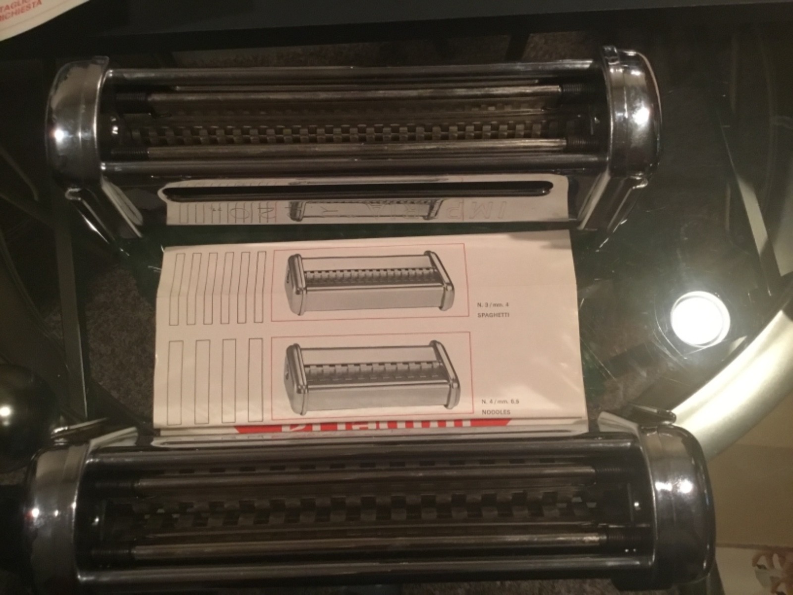 VINTAGE IMPERIA R220 MANUAL 9in PASTA MACHINE -SPAGHETTI and FETTUCCINE CUTTERS
