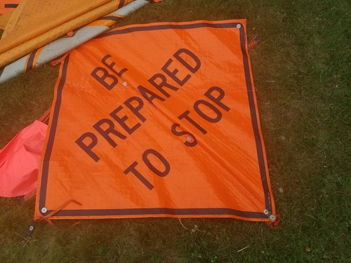 HUGE LOT 100+ Used Construction Signs  Fluorescent Vinyl With Ribs Road Sign