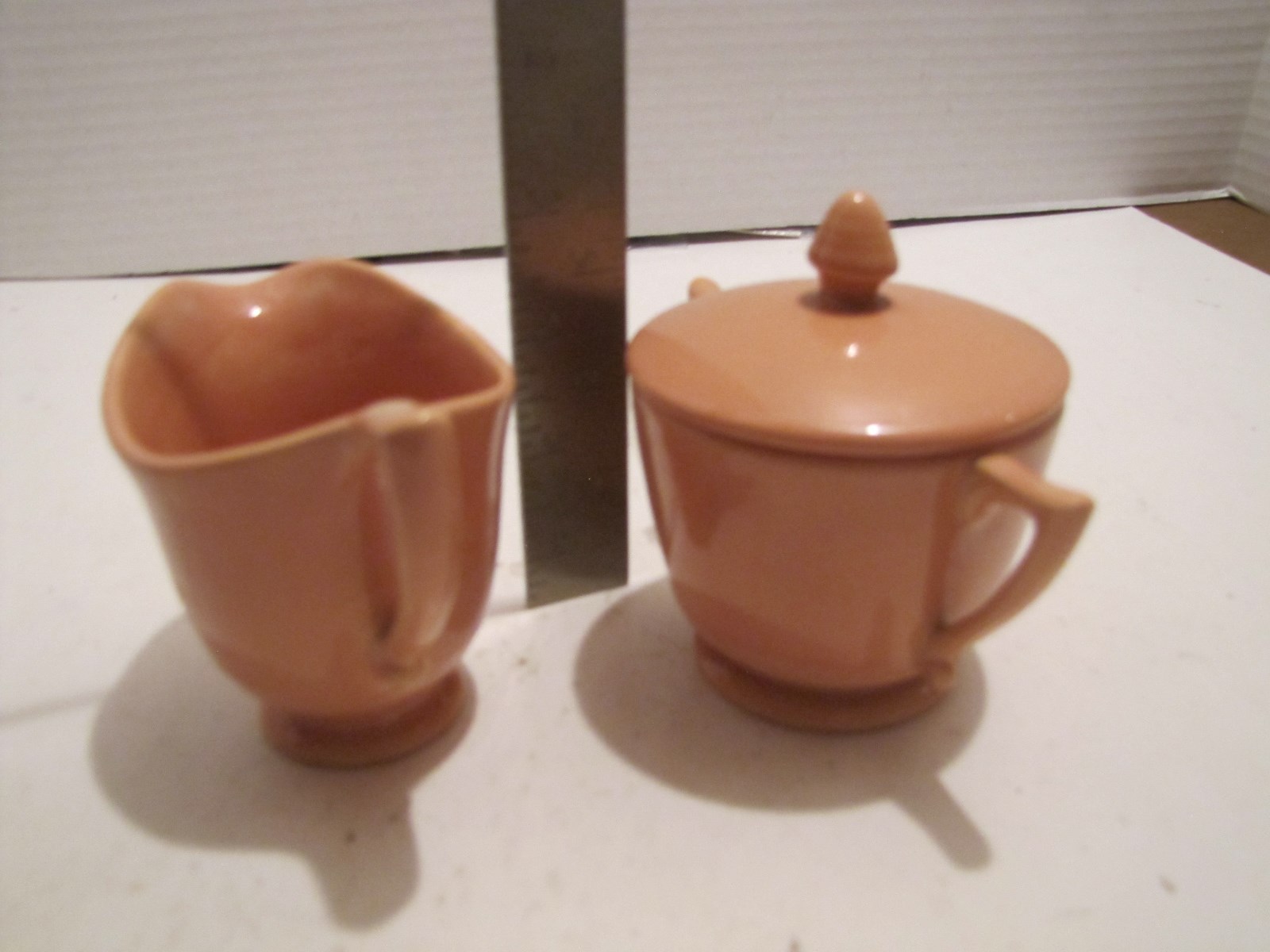 VINTAGE FRANCISCAN WARE SMALL SUGAR CREAMER SET PINK W/STICKERS CLEAN