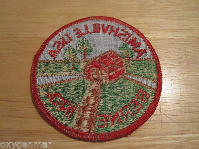 Vintage AMISHVILLE USA Berne INDIANA Covered Bridge Embroidered Patch