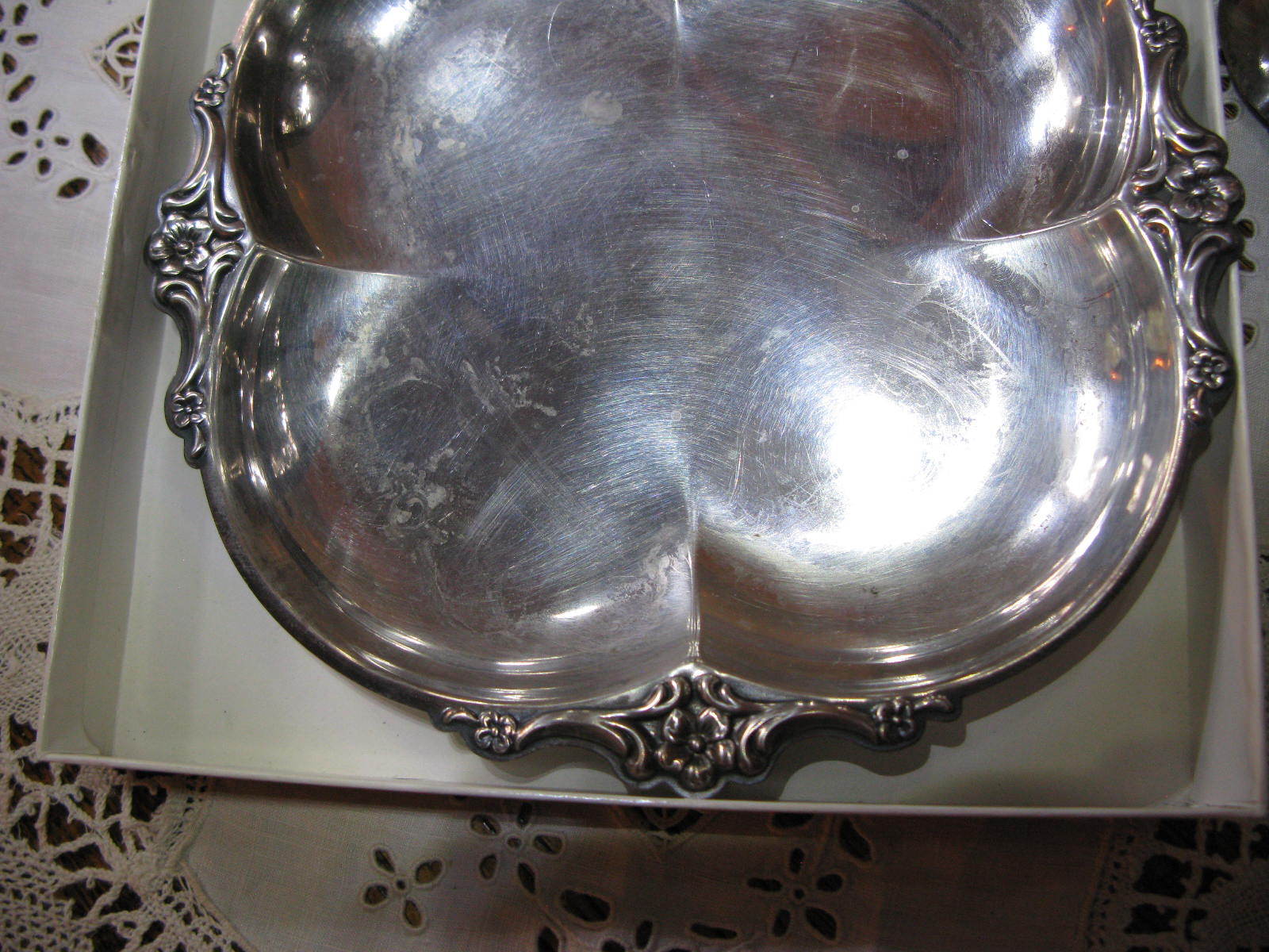 Vintage Collectible Empress International Deepsilver Party Set Serving Tray 2 Pc