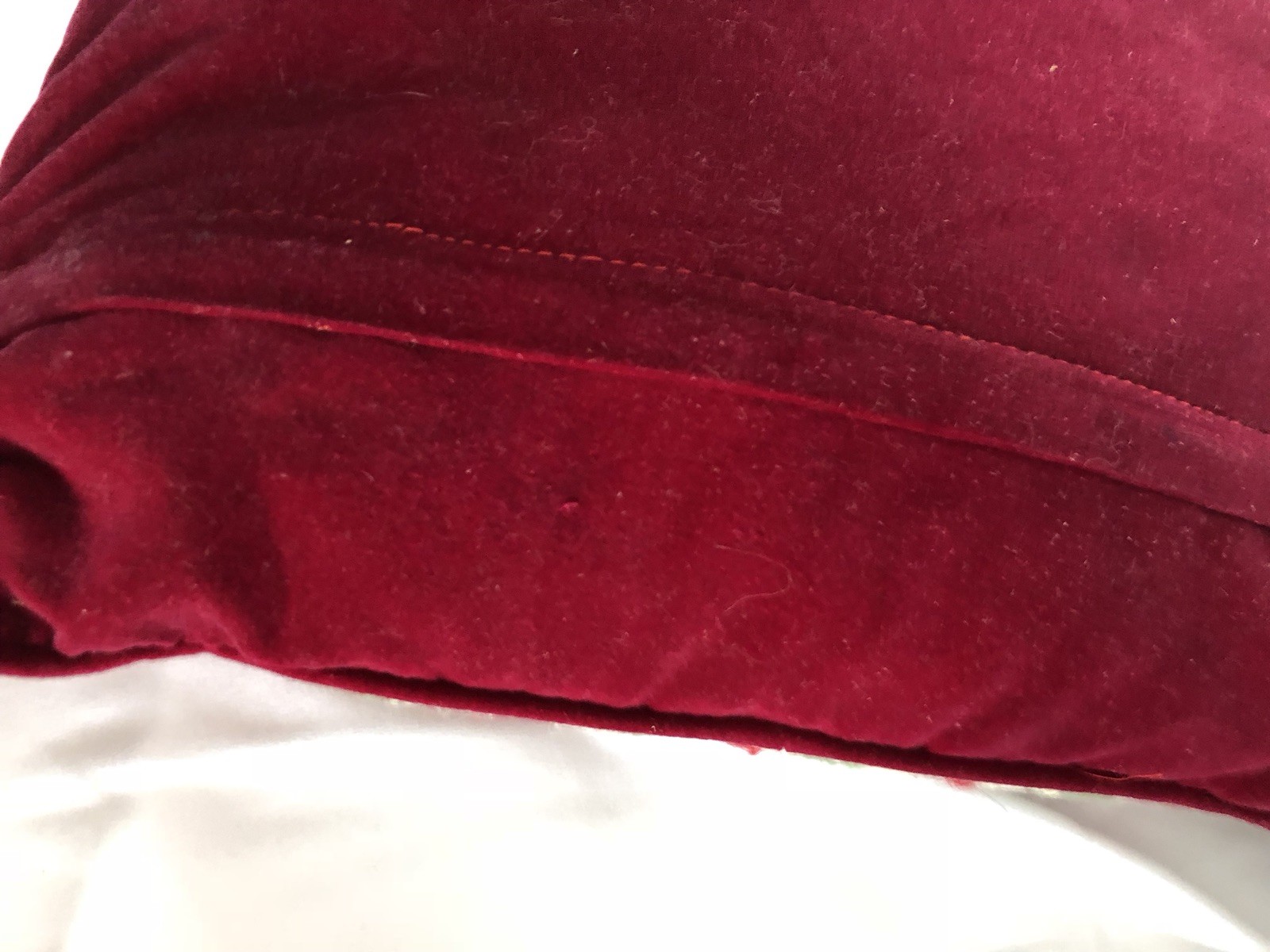 VINTAGE Needlepoint  Holiday/Christmas Pillow-stocking Bear 13 X 13 Velvet Zip