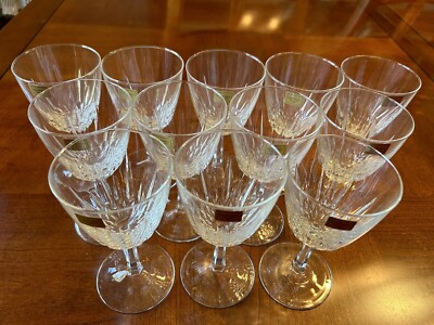Luminarc Diamant Verrerie D Arques Crystal Footed Wine Glasses Set of 12 NIB