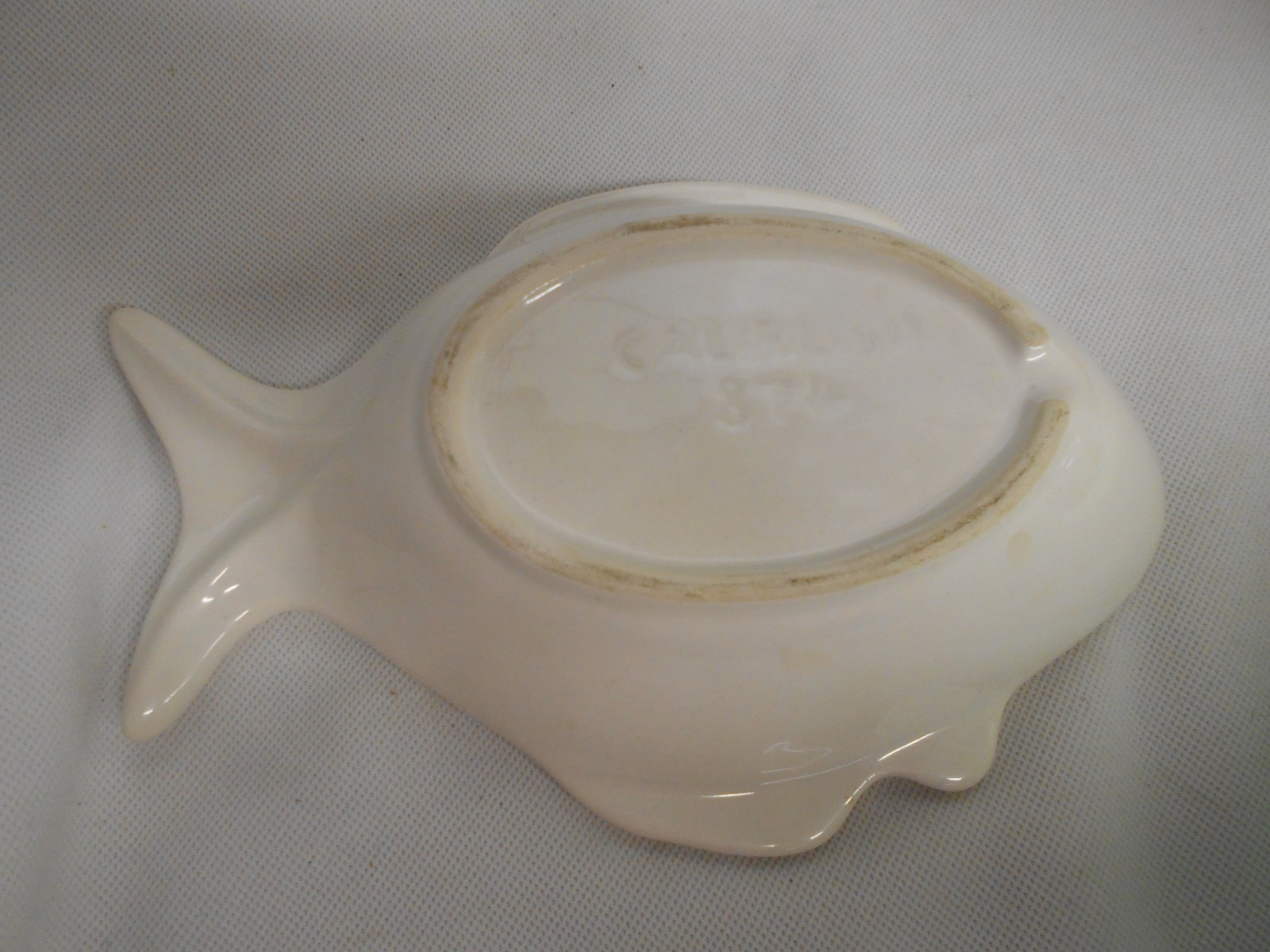 vintage California pottery USA fish bowl serving dish White Nautical lake decor