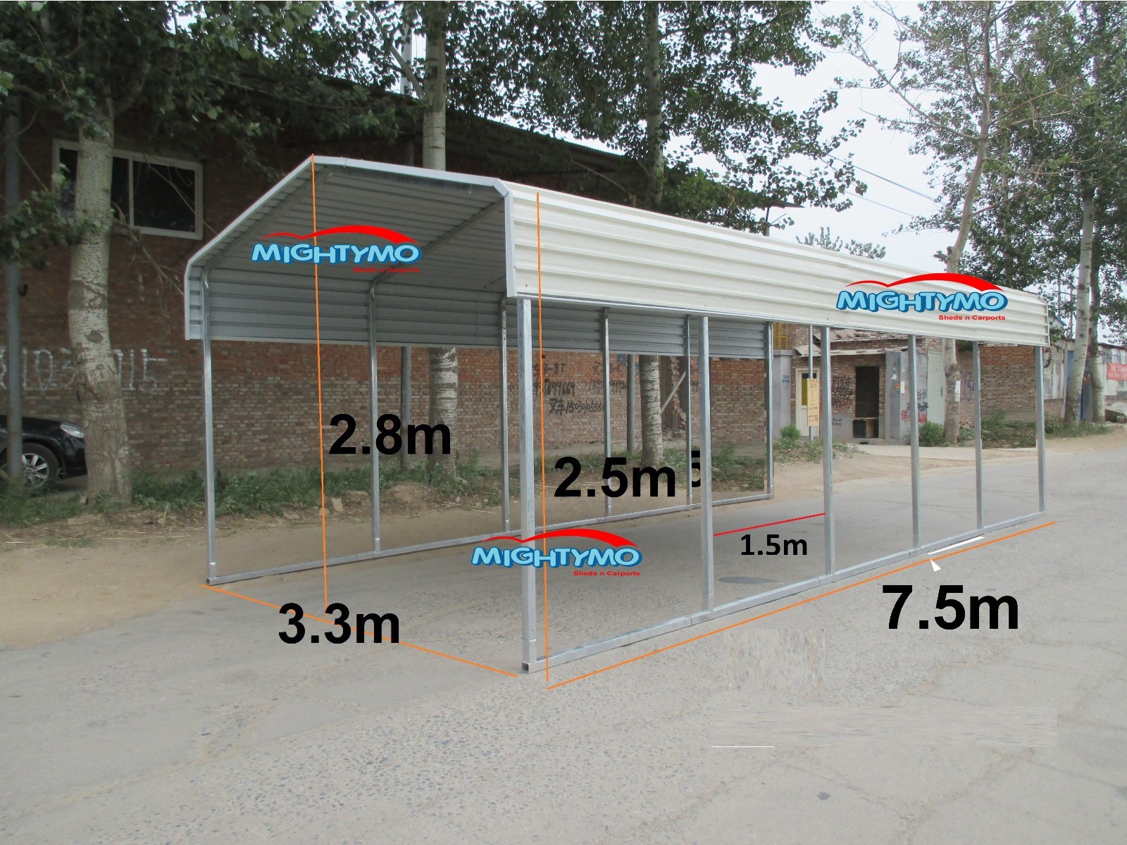 Single STEEL Carport, Shelter 3.3x7.5m Yard, Backyard shelter, Portable