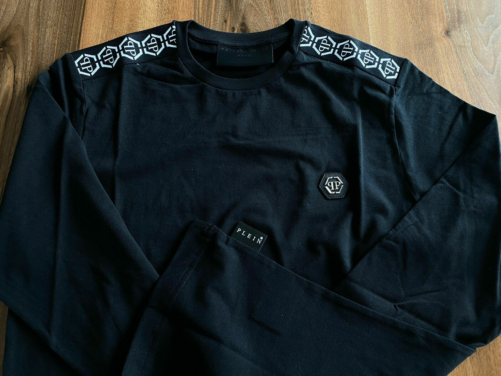 Pre-owned Philipp Plein Limited Edition Long Sleeve Iconic Cult Tape Logo Shirt T-shirt L In Black