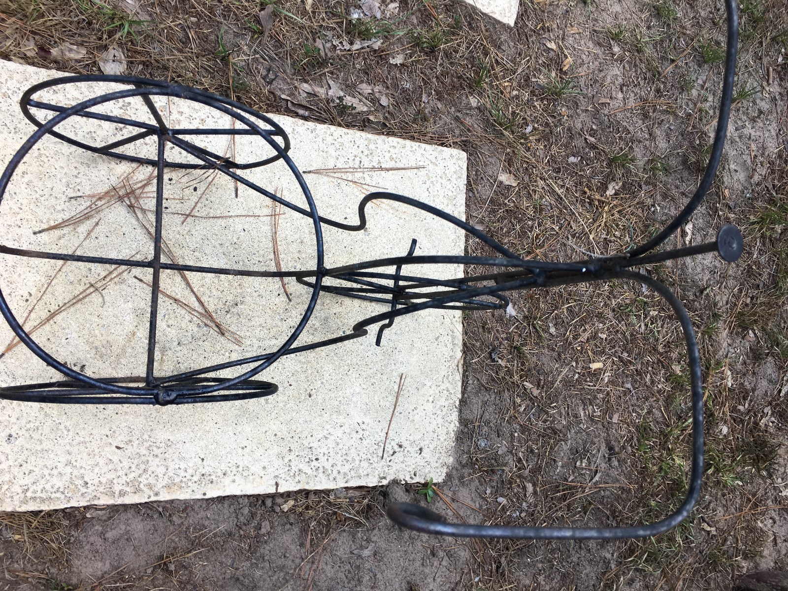 VINTAGE   Plant Stand Tricycle 3 Wheel Wrought Iron Metal Wood Planter