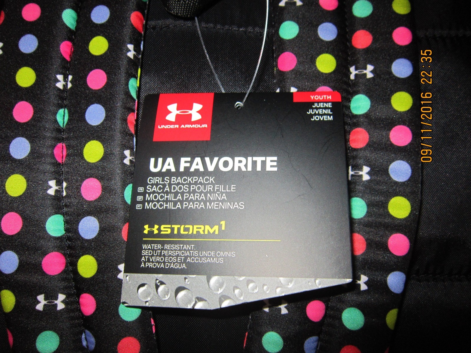 Under Armour Favorite Storm Backpack Multi-Color; New