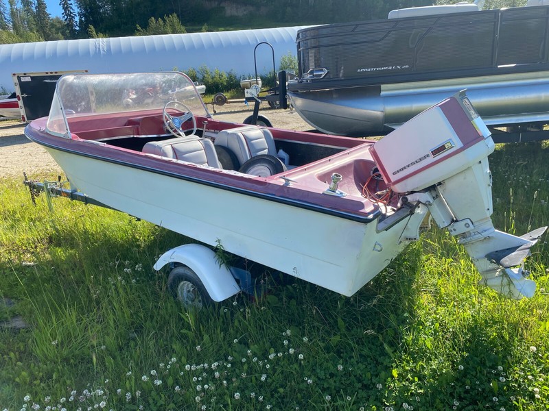 ALUMINUM BOATS INC 14' FIBERGLASS WITH 55HP CHRYSLER OUTBOARD