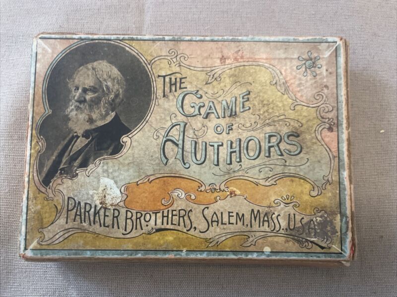 1896 Parker Brothers The Game of Authors Card Game Complete with Box- RARE
