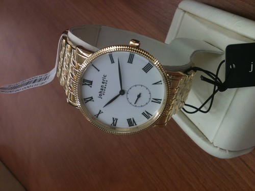 Pre-owned John Eric Johan Eric Men's Watch Je-h1000-02-001b Holstebro Seconds Subdial Yellow Gold Ip